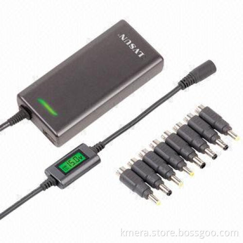 90W Slim Universal Power Adapter, LCD Screen Display The Voltage, Auto-switch and Adjust The Voltage